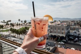 Cocktail rooftop bar, Venice beach, California USA